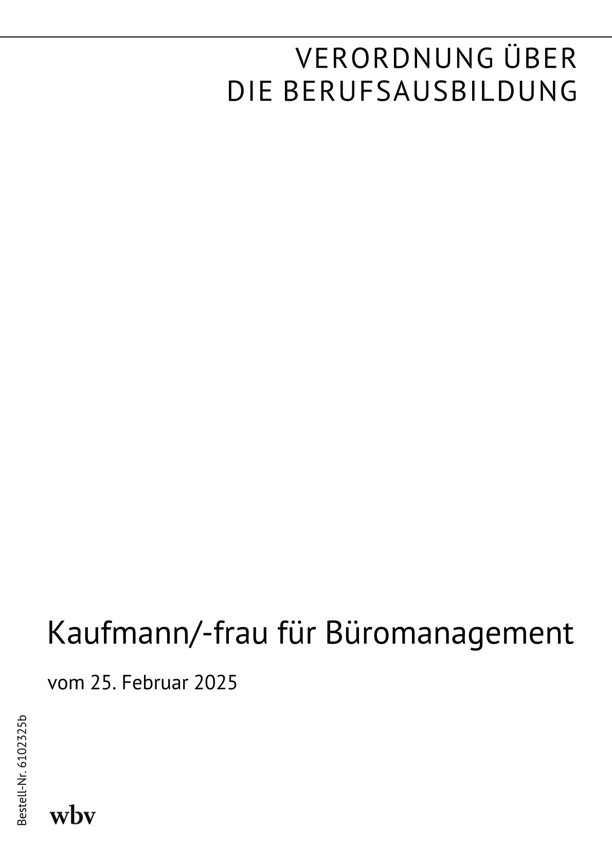 Titelseite der Verordnung "Kaufmann/-frau für Büromanagement"