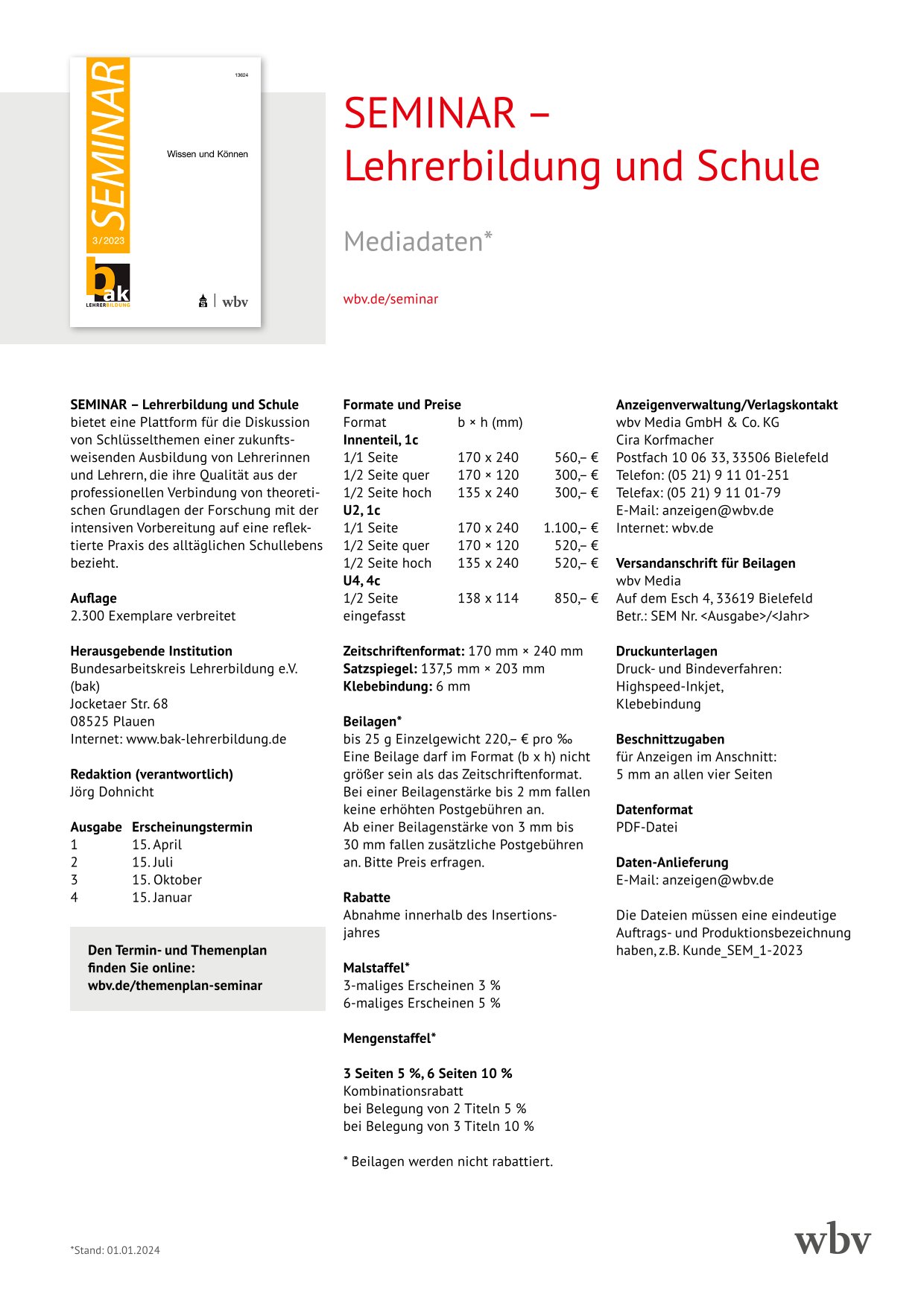 Mediadaten SEMINAR