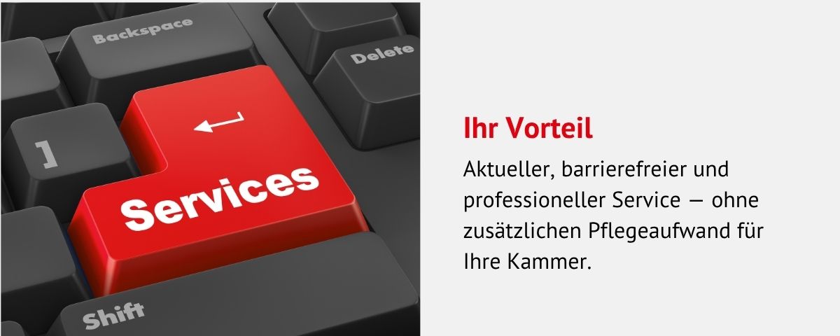 So entsteht ein aktueller, barrierefreier und professioneller Service — ohne zusätzlichen Pflegeaufwand für Ihre Kammer.