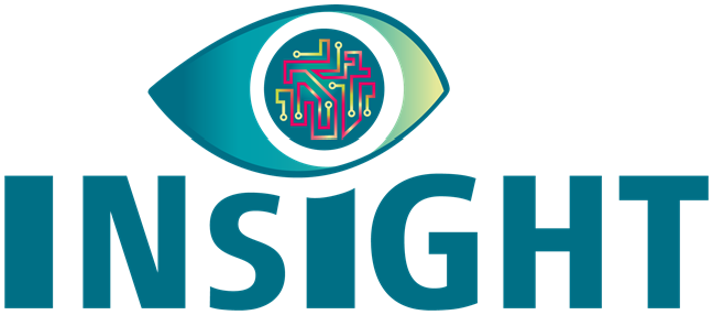 Logo der Tagung „INSIGHT – International Summit on Global Education for CVI and Visual Special“ in Luxemburg, 18.03. bis 20.03.2026. Stilisiertes Auge mit einem Chiprelay über dem Schriftzug INSIGHT