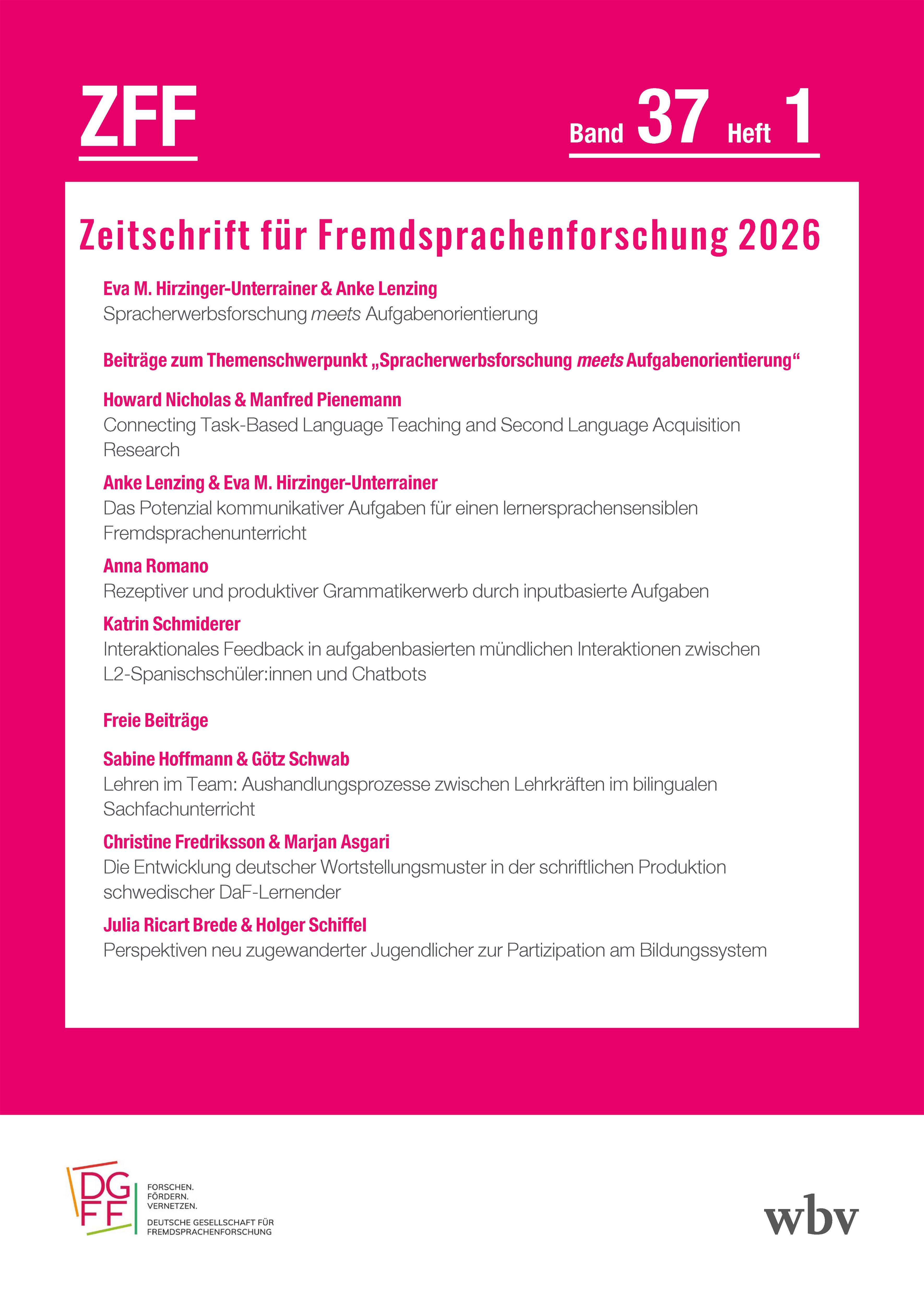 Zeitschrift für Fremdsprachenforschung 1/2026