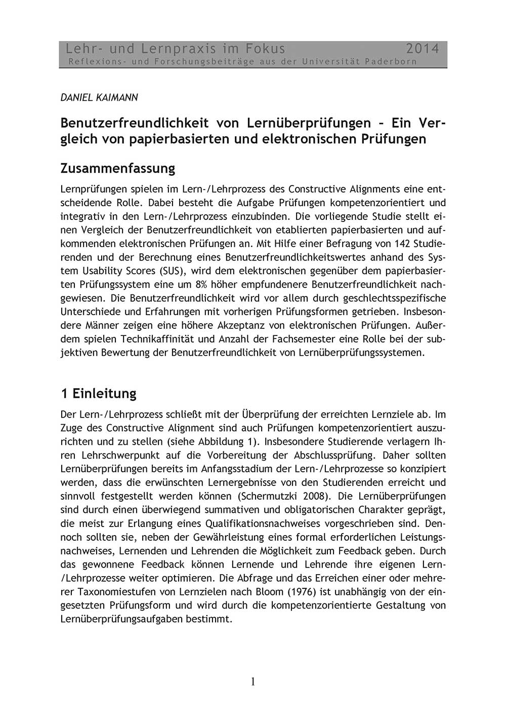 Benutzerfreundlichkeit von Lernüberprüfungen