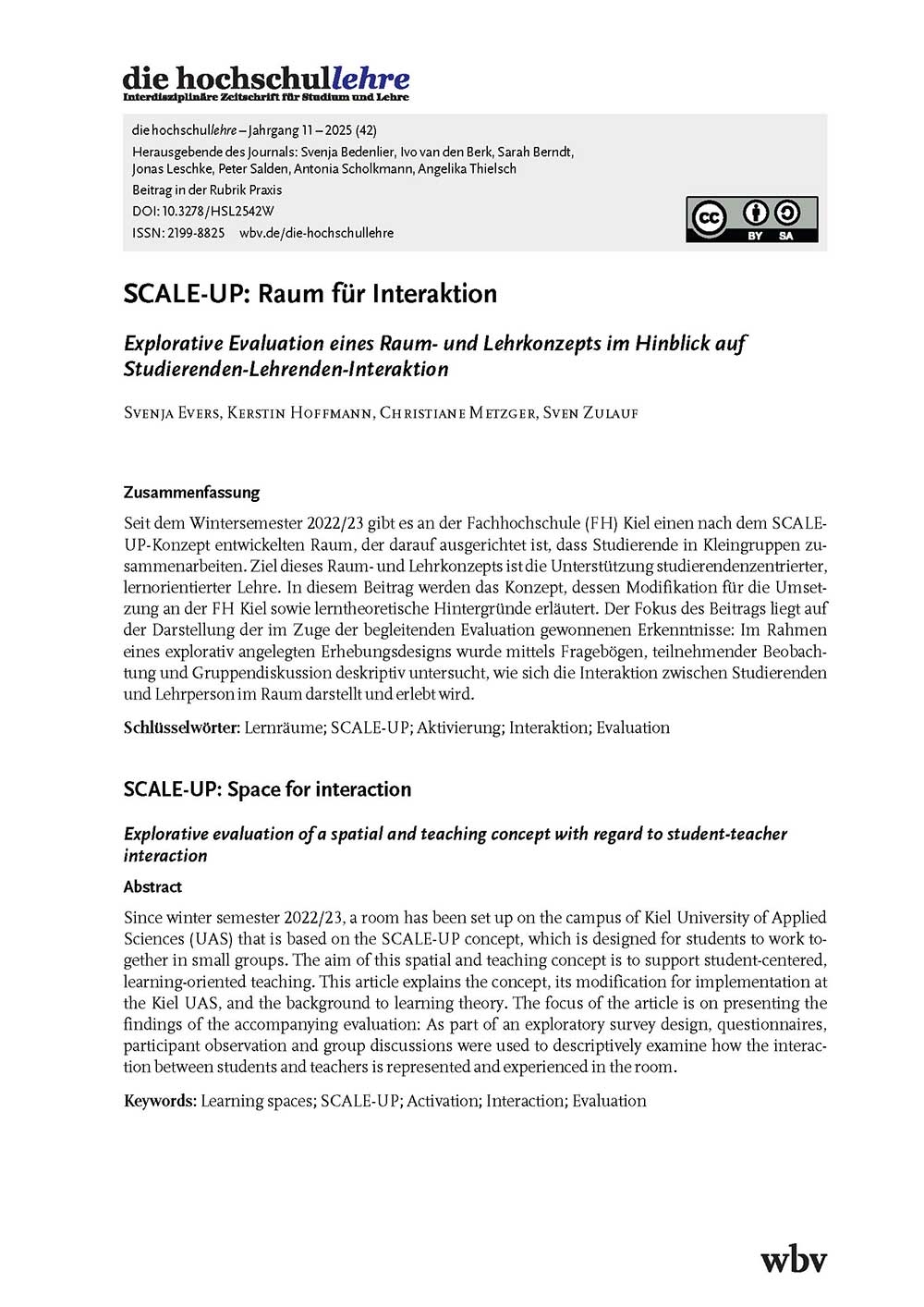 SCALE-UP: Raum für Interaktion. Explorative Evaluation eines Raum- und Lehrkonzepts im Hinblick auf Studierenden-Lehrenden-Interaktion