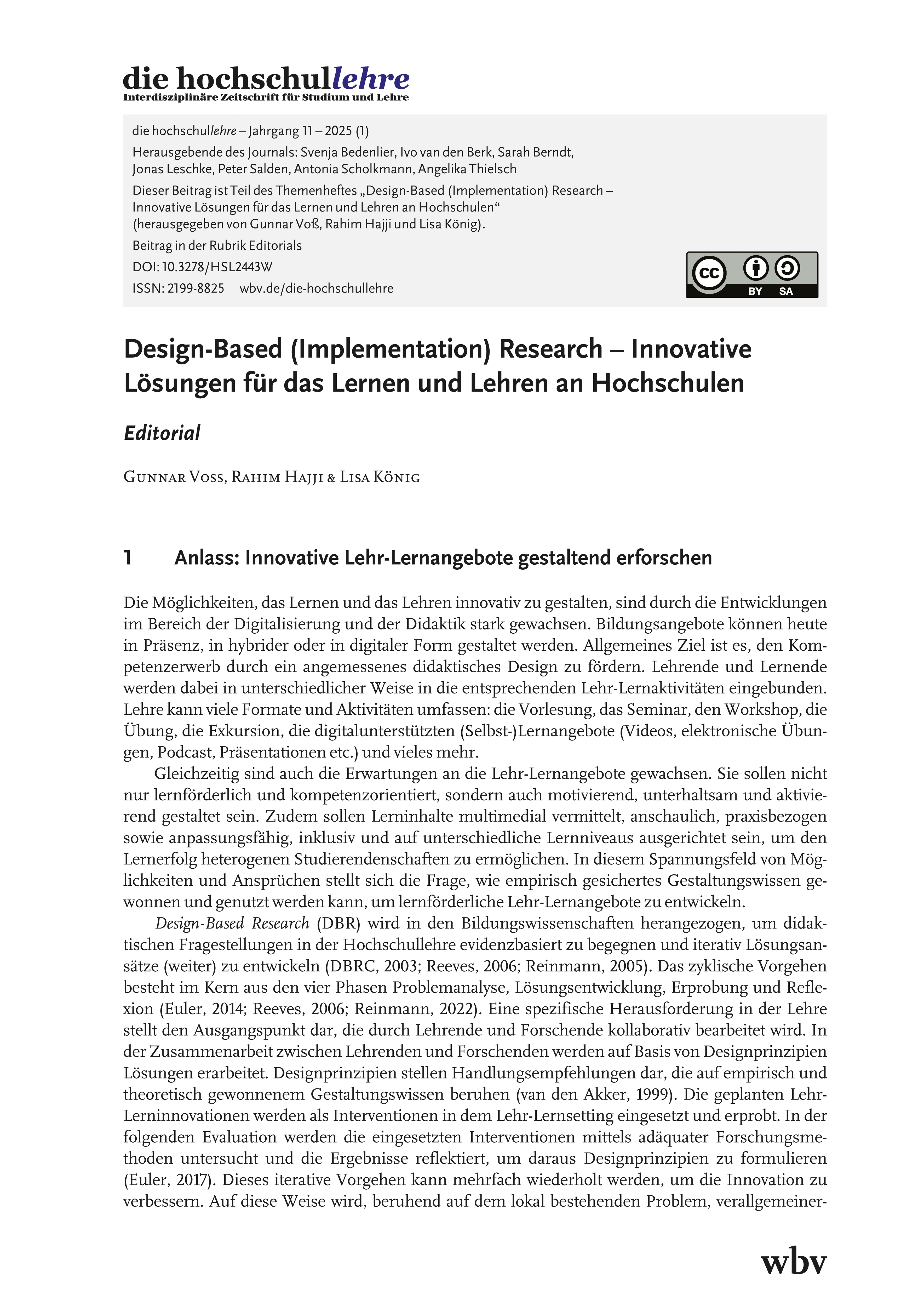 Editorial - zum Themenheft "Design-Based (Implementation) Research" Editorial - zum Themenheft "Design-Based (Implementation) Research"