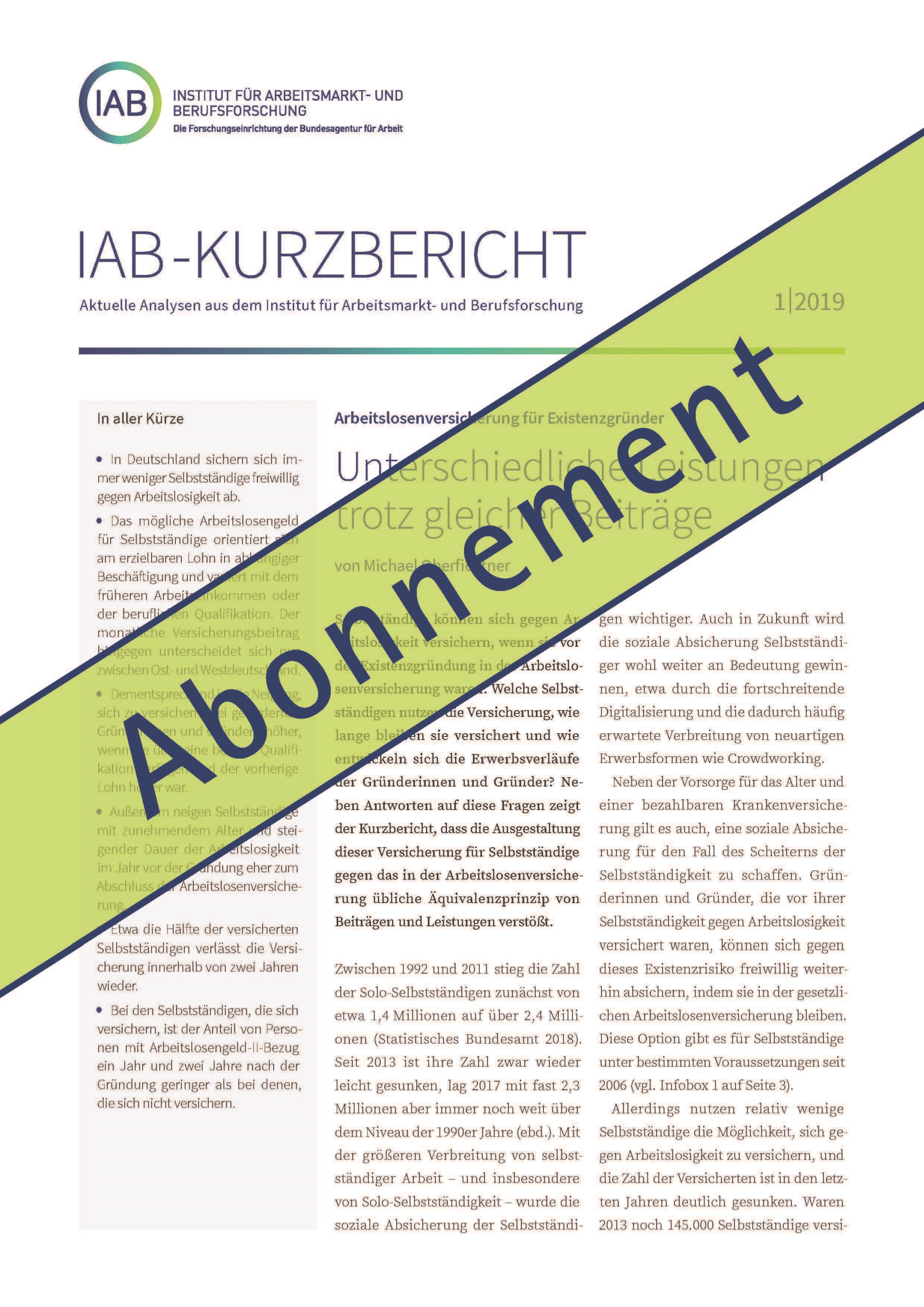 Abonnement "IAB-Kurzbericht"