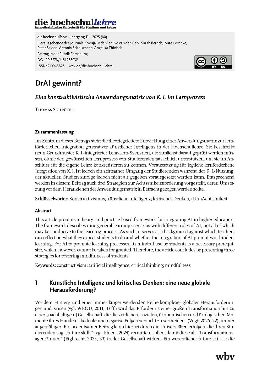 DrAI gewinnt? Eine konstruktivistische Anwendungsmatrix von K.I. im Lernprozess