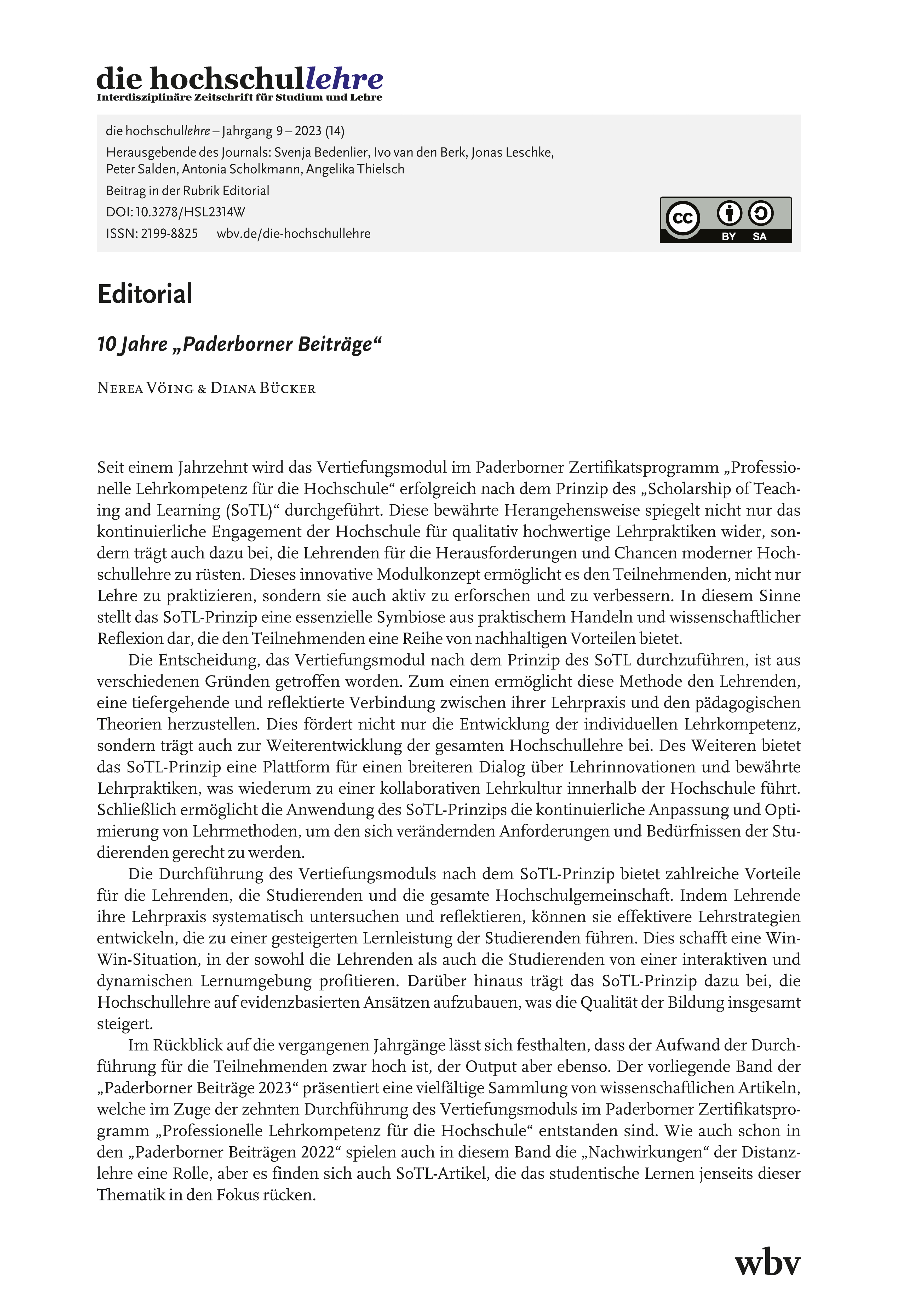 Editorial.  10 Jahre „Paderborner Beiträge“