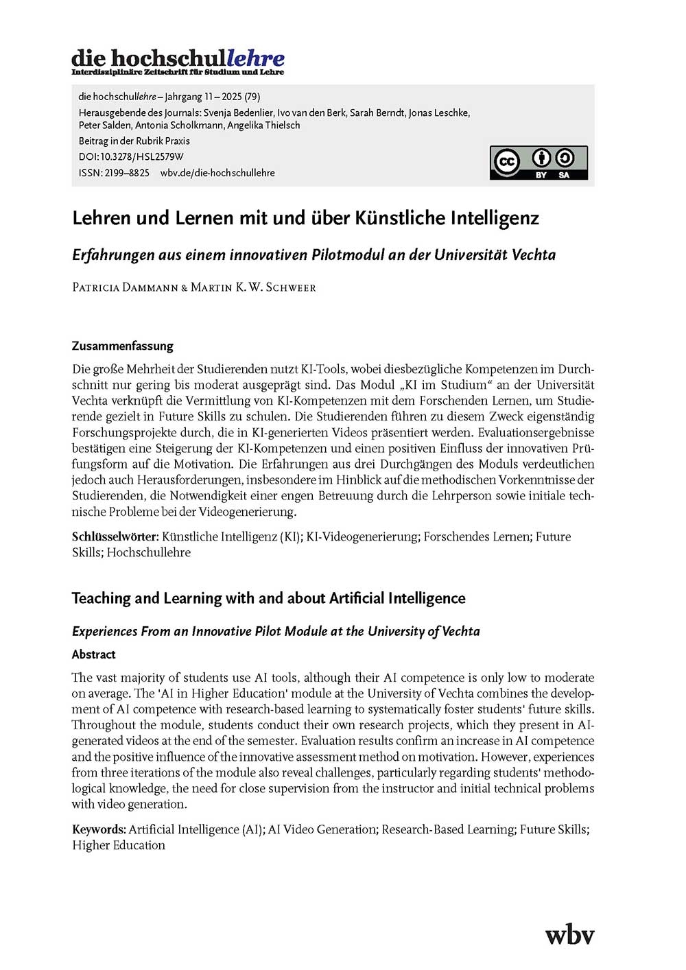 Lehren und Lernen mit und über Künstliche Intelligenz. Erfahrungen aus einem innovativen Pilotmodul an der Universität Vechta