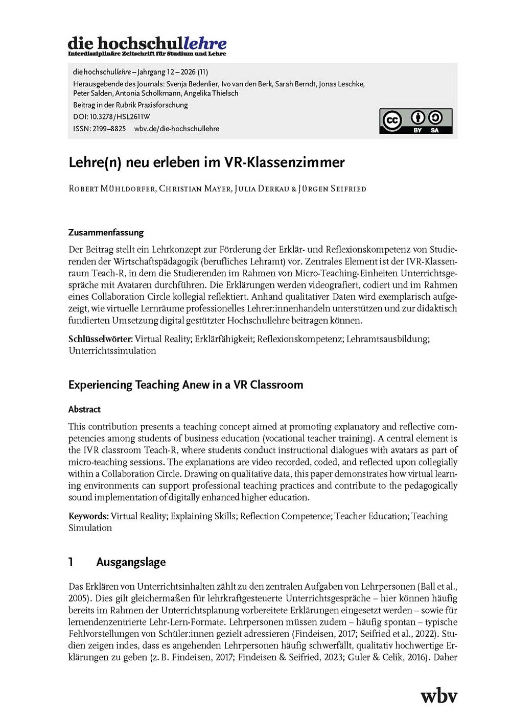 Lehre(n) neu erleben im VR-Klassenzimmer