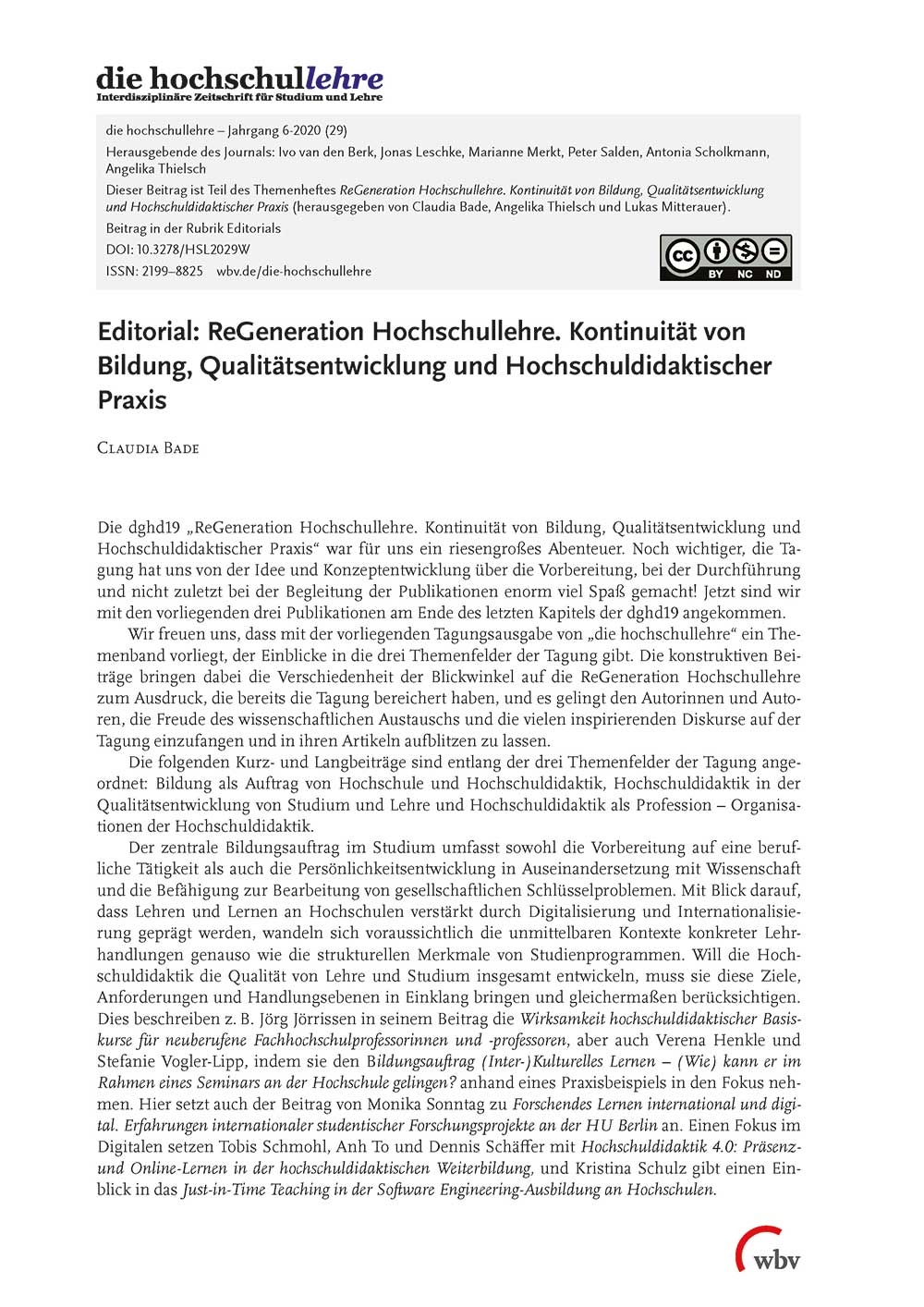 Editorial: ReGeneration Hochschullehre