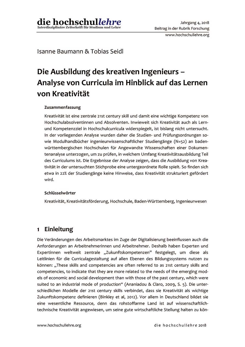 Die Ausbildung des kreativen Ingenieurs