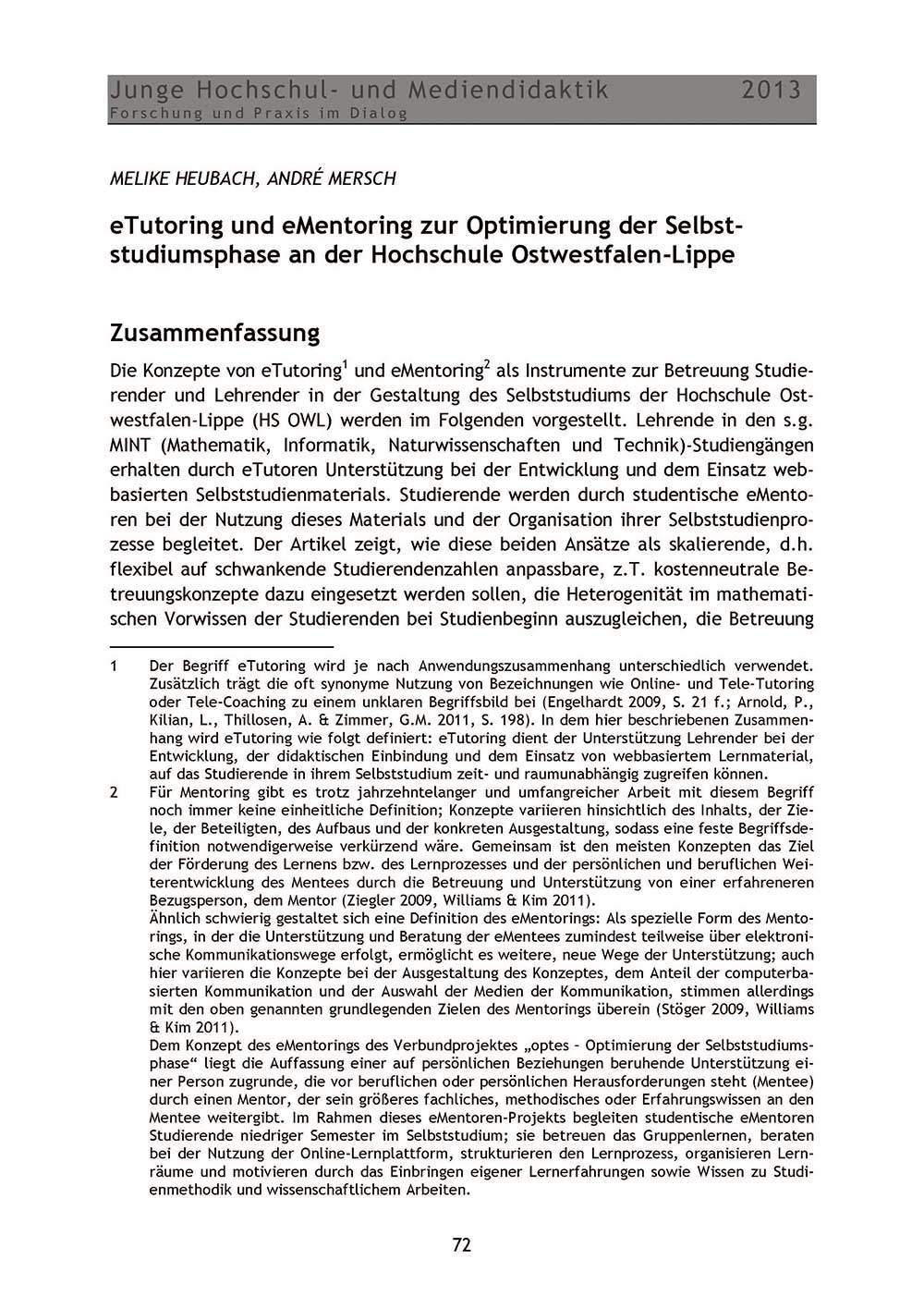eTutoring und eMentoring eTutoring und eMentoring