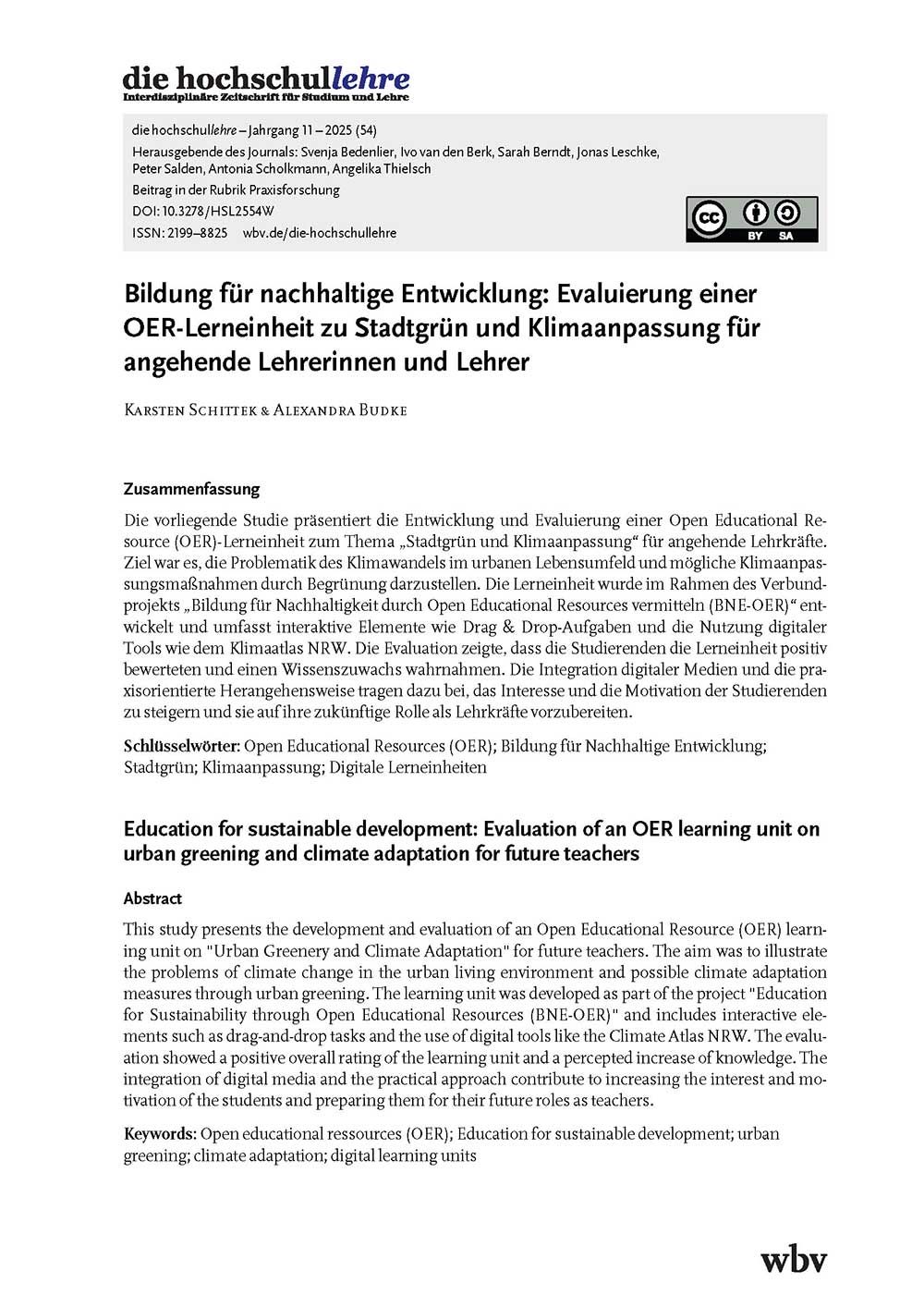 Bildung für nachhaltige Entwicklung: Evaluierung einer OER-Lerneinheit zu Stadtgrün und Klimaanpassung für angehende Lehrerinnen und Lehrer