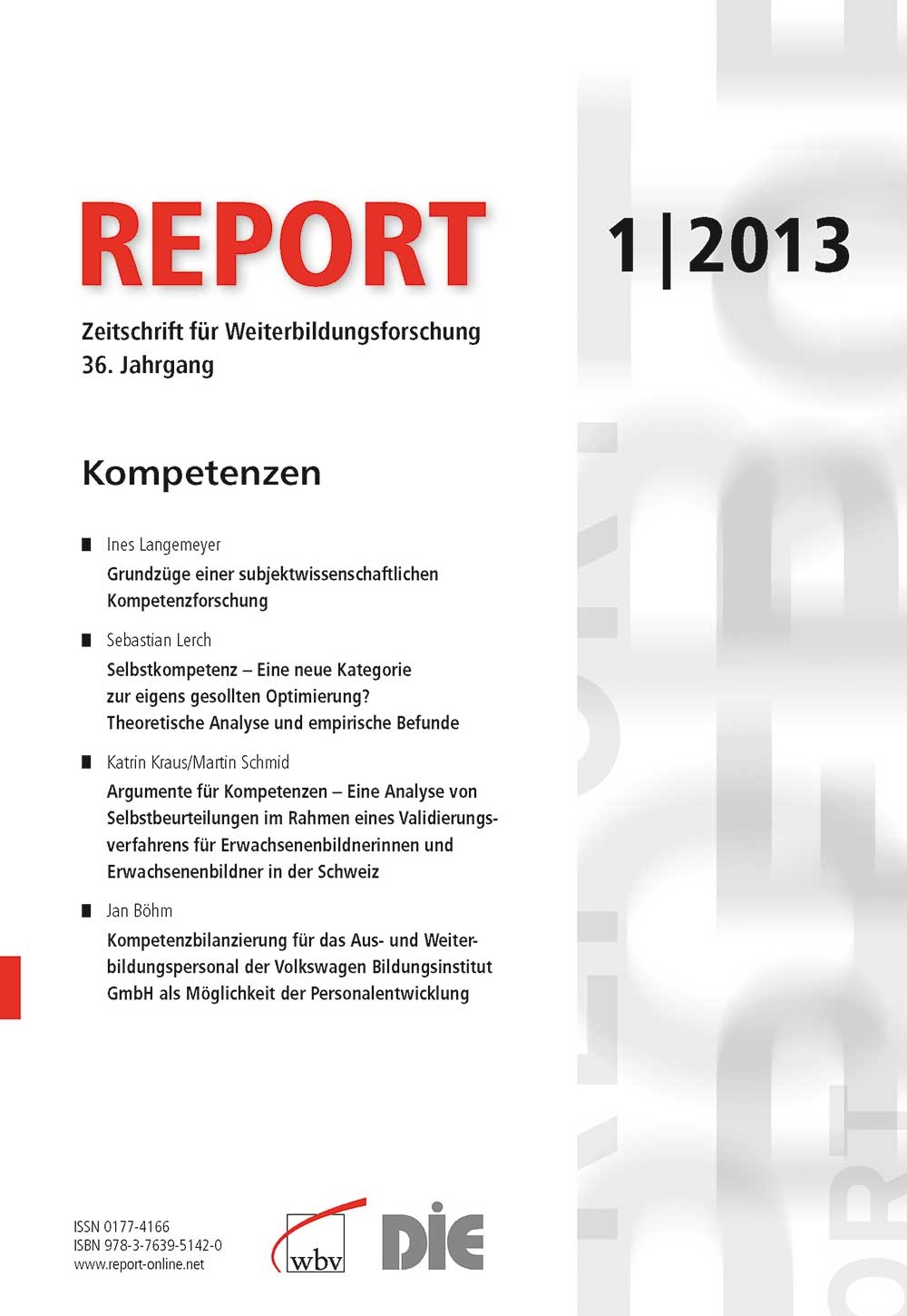 REPORT-Zeitschrift für Weiterbildungsforschung 01/2013