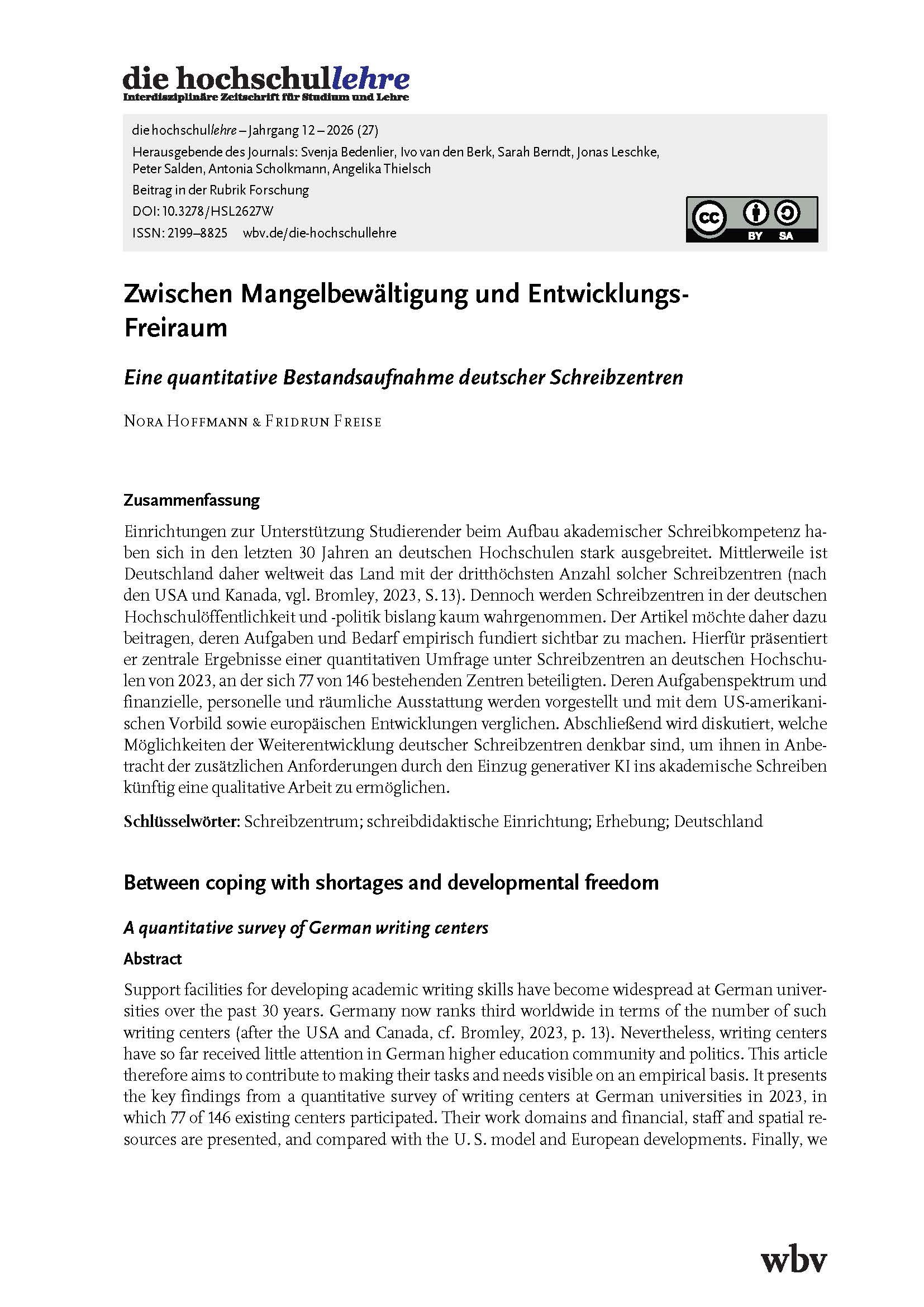 Zwischen Mangelbewältigung und Entwicklungs-Freiraum