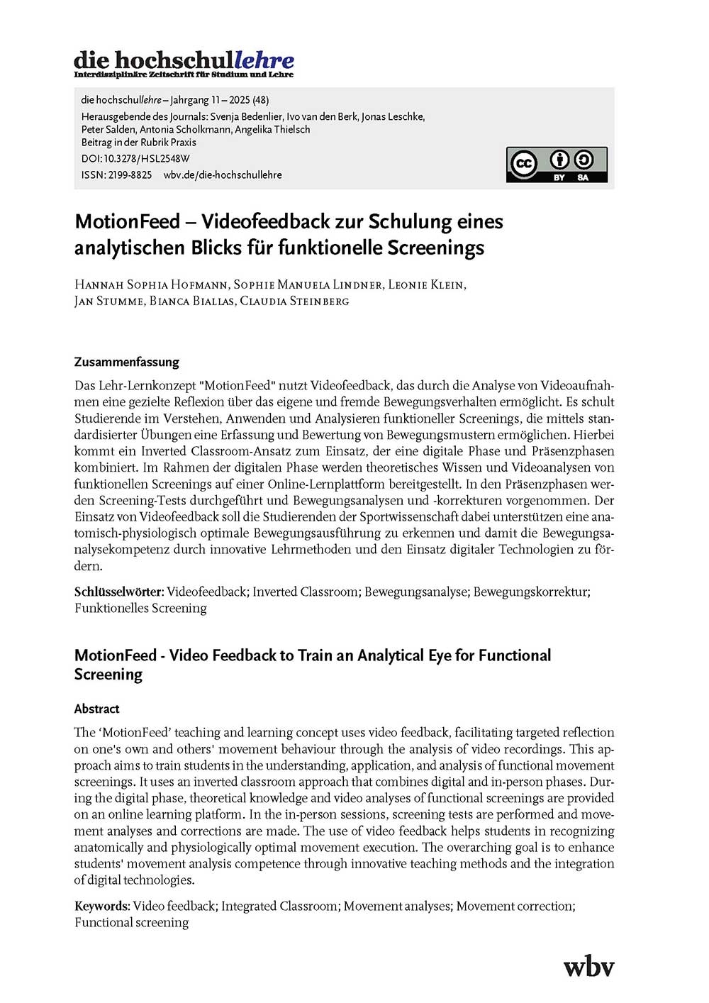 MotionFeed – Videofeedback zur Schulung eines analytischen Blicks für funktionelle Screenings