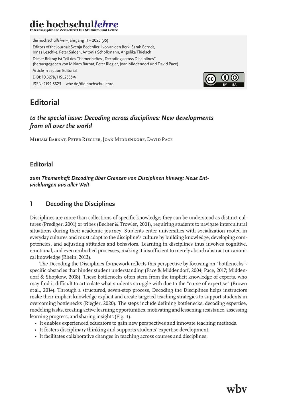 Editorial  to the special issue: Decoding across disciplines: New Developments from all over the world