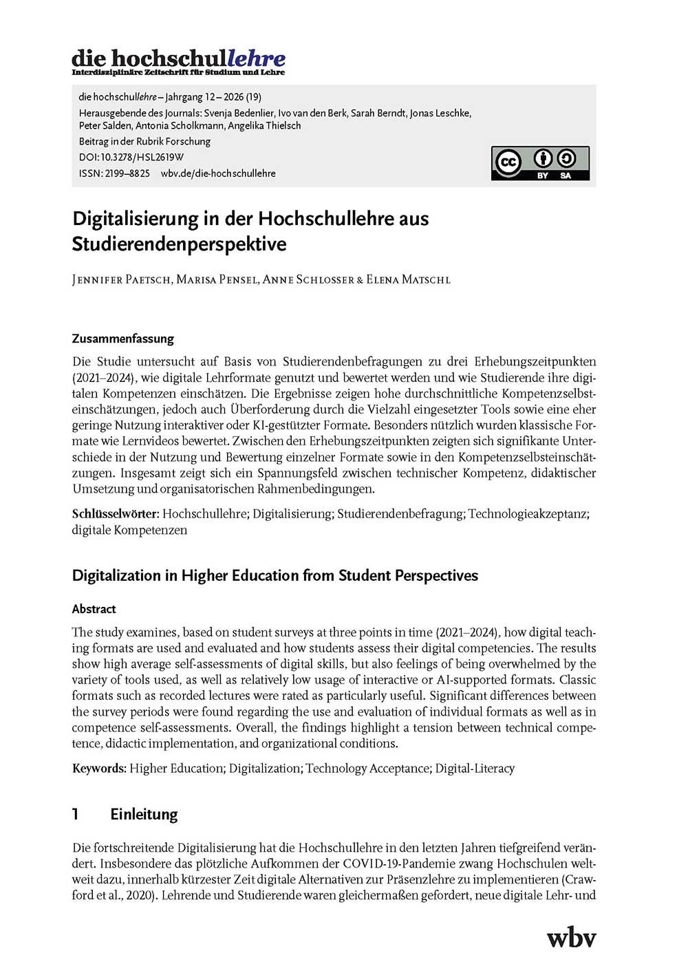 Digitalisierung in der Hochschullehre aus Studierendenperspektive
