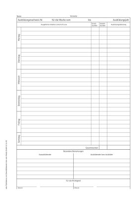 Berichtsheft - Ausbildungsnachweis (einzelnes Blatt)