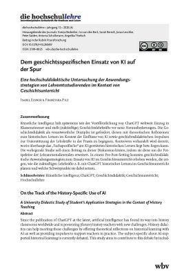 Dem geschichtsspezifischen Einsatz von KI auf der Spur. Eine hochschuldidaktische Untersuchung der Anwendungsstrategien von Lehramtsstudierenden im Kontext von Geschichtsunterricht