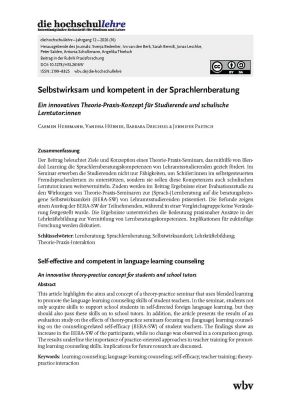 Selbstwirksam und kompetent in der Sprachlernberatung. Ein innovatives Theorie-Praxis-Konzept für Studierende und schulische Lerntutor:innen