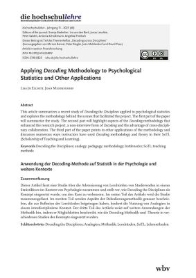 Applying Decoding Methodology to Psychological Statistics and Other Applications