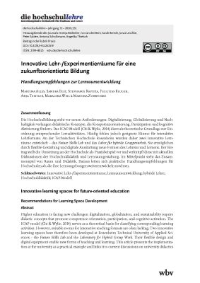 Innovative Lehr-/Experimentierräume für eine zukunftsorientierte Bildung. Handlungsempfehlungen zur Lernraumentwicklung
