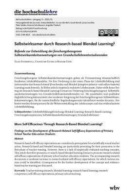 Selbstwirksamer durch Research-based Blended Learning? Befunde zur Entwicklung der forschungsbezogenen Selbstwirksamkeitserwartungen von Grundschullehramtsstudierenden