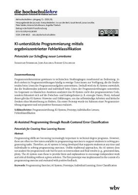 KI-unterstützte Programmierung mittels ergebniszentrierter Fehlerklassifikation. Potenziale zur Schaffung neuer Lernräume