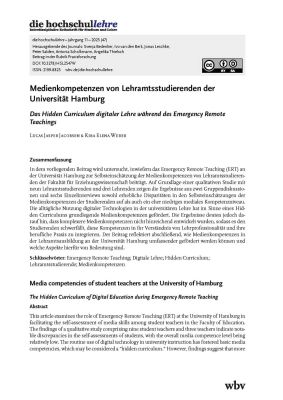 Medienkompetenzen von Lehramtsstudierenden der Universität Hamburg. Das Hidden Curriculum digitaler Lehre während des Emergency Remote Teachings
