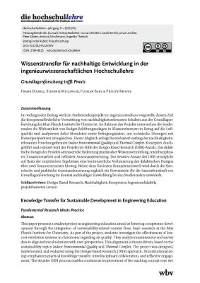 Wissenstransfer für nachhaltige Entwicklung in der ingenieurwissenschaftlichen Hochschullehre: Grundlagenforschung trifft Praxis