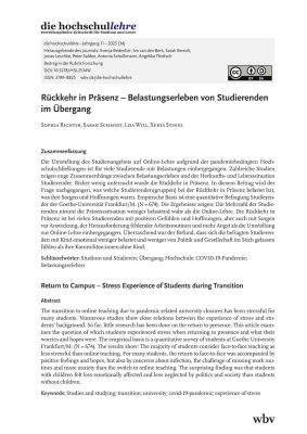 Rückkehr in Präsenz – Belastungserleben von Studierenden im Übergang