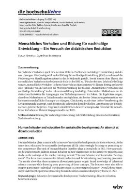 Menschliches Verhalten und Bildung für nachhaltige Entwicklung – Ein Versuch der didaktischen Reduktion