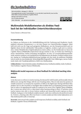 Multimodale Modellantworten als direktes Feedback bei der individuellen Unterrichtsvideoanalyse