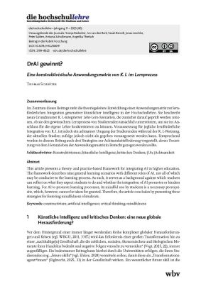 DrAI gewinnt? Eine konstruktivistische Anwendungsmatrix von K.I. im Lernprozess