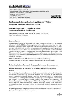 Professionalisierung hochschuldidaktisch Tätiger zwischen Service und Wissenschaft. Eine explorative Studie zu Perspektiven auf das Scholarship of Academic Development