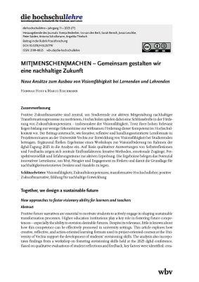 MIT[MENSCHEN]MACHEN – Gemeinsam gestalten wir eine nachhaltige Zukunft. Neue Ansätze zum Ausbau von Visionsfähigkeit bei Lernenden und Lehrenden