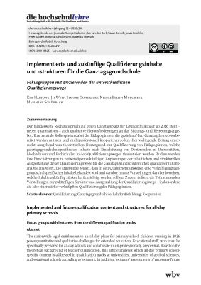 Implementierte und zukünftige Qualifizierungsinhalte und -strukturen für die Ganztagsgrundschule. Fokusgruppen mit Dozierenden der unterschiedlichen Qualifizierungswege