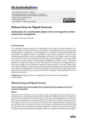 Wirksam lernen im Flipped Classroom. Inhaltsanalyse der Lernwirksamkeit digitaler Lehr-Lern-Arrangements anhand studentischer Lerntagebücher