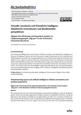 Virtuelle Lernräume und Künstliche Intelligenz: Didaktische Innovationen und Studierendenperspektiven. Digitales Peer-Mentoring und KI-gestützte Ansätze im Lehrforschungsprojekt „digi.peer“ an der Technischen Hochschule Rosenheim