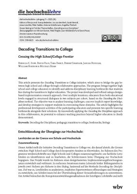 Decoding Transitions to College: Crossing the High School/College Frontier