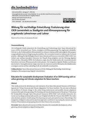 Bildung für nachhaltige Entwicklung: Evaluierung einer OER-Lerneinheit zu Stadtgrün und Klimaanpassung für angehende Lehrerinnen und Lehrer