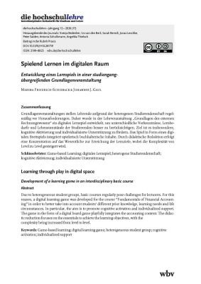 Spielend Lernen im digitalen Raum. Entwicklung eines Lernspiels in einer studiengangübergreifenden Grundlagenveranstaltung