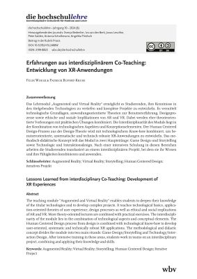 Erfahrungen aus interdisziplinärem Co-Teaching: Entwicklung von XR-Anwendungen