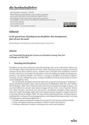 Editorial to the special issue: Decoding across disciplines: New Developments from all over the world
