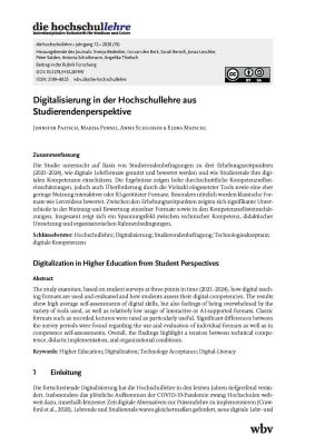 Digitalisierung in der Hochschullehre aus Studierendenperspektive